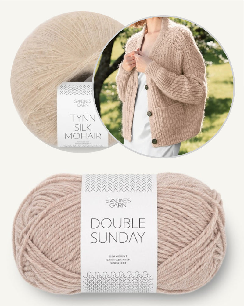 Hennie Jacket | Cardigan décontracté en demi-côtes, tricoté en Double Sunday et Tynn Silk Mohair de Sandnes Garn