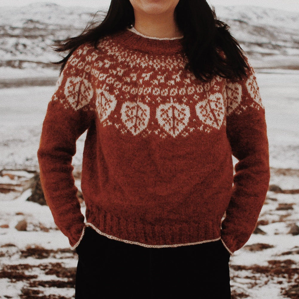 Woodfrost Sweater | dancing leaves from Plötulopi by Lopi Island