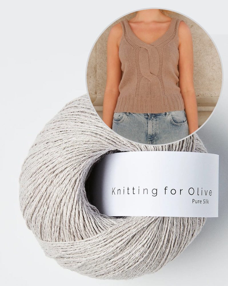 Top tressé en V | Tresse délicate en pure soie de Knitting for Olive