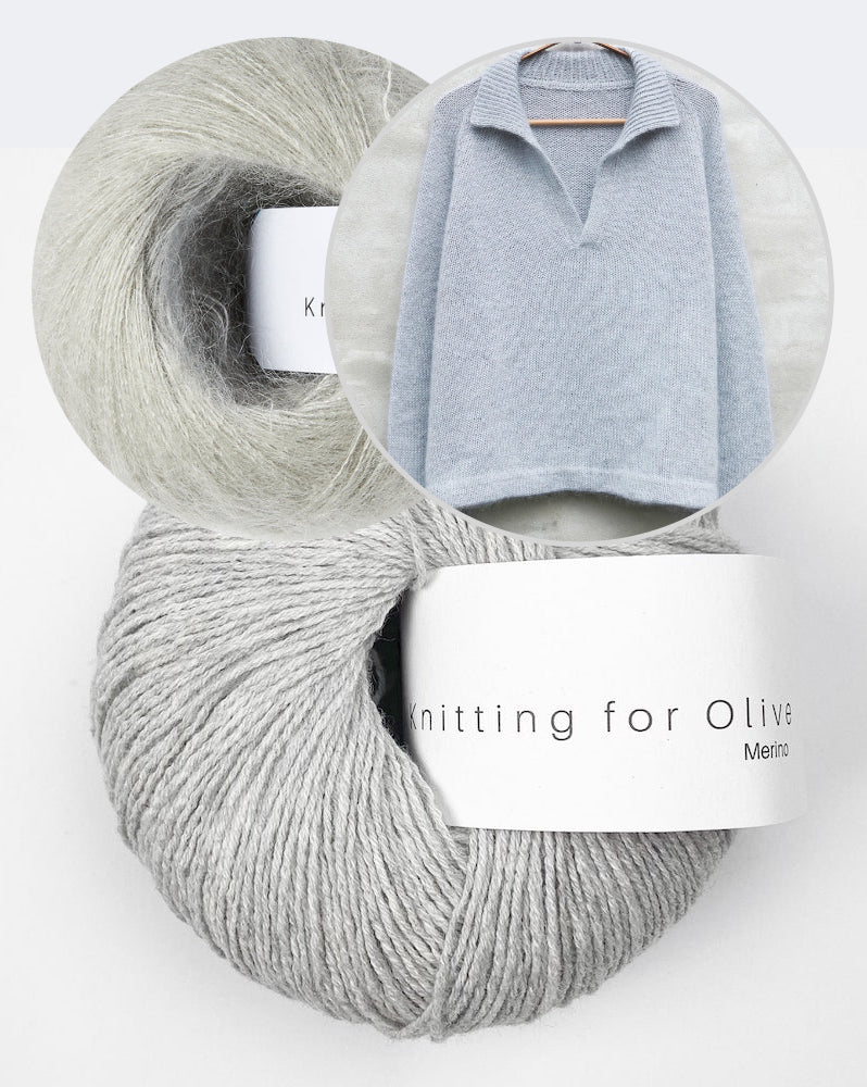 Wilson Sweater | délicat col polo en mérinos et Soft Silk Mohair de Knitting for Olive