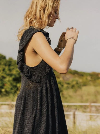 Lola Dress | maxi dress with ruffled sleeves made from Line by Sandnes Garn