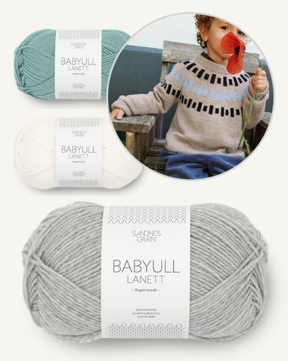 Cole Sweater Kids | einfaches Farbmuster aus Babyull Lanett von Sandnes Garn