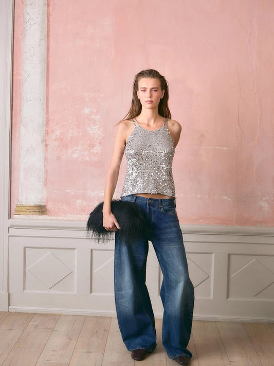 Top Nia | top glitterato in paillettes di Sandnes Garn
