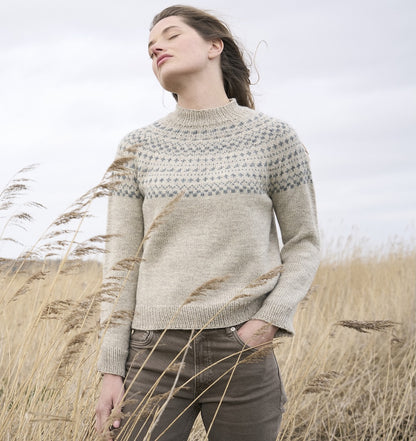 Balsam Sweater | delicate Norwegian pattern in Sheepsoft DK by Bramble & Fleece