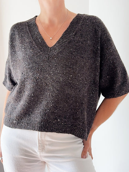Hanuma Chemise Col V | col en V flatteur en Pure Soie de Knitting for Olive