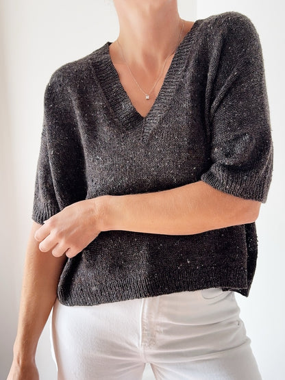 Hanuma Chemise Col V | col en V flatteur en Pure Soie de Knitting for Olive
