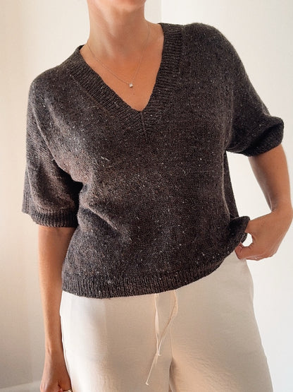 Hanuma Chemise Col V | col en V flatteur en Pure Soie de Knitting for Olive