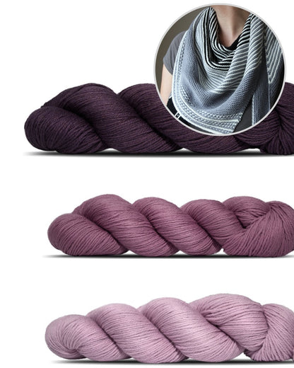 Foulard Drachenfels | fines rayures en Cheeky Merino Joy de Rosy Green Wool