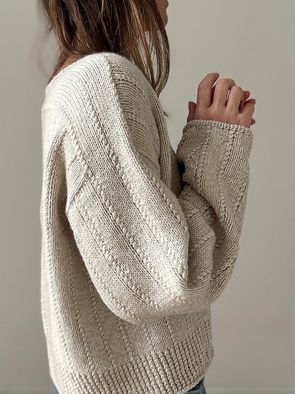 Flow Loop V-Neck | Rayures décontractées à motifs texturés en Yak de Lang Yarns
