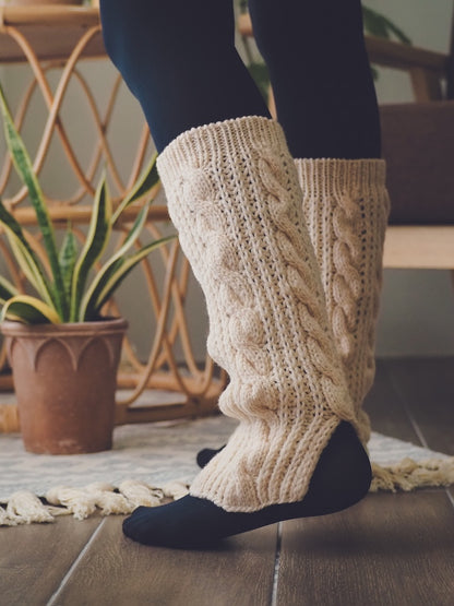 Heidi Leg Warmers | warm cable knit leg warmers made from Woolia by Gepard Garn