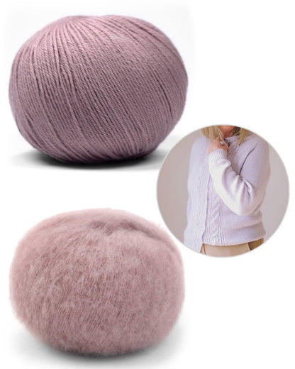 Gilet lilas | motif délicat en laine Merino Baby et Manada de Pascuali
