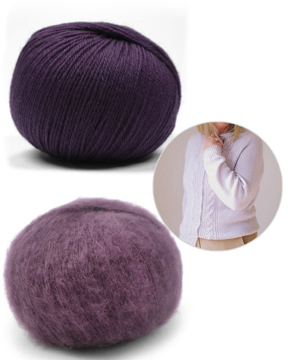Gilet lilas | motif délicat en laine Merino Baby et Manada de Pascuali