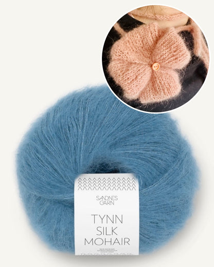 Poppy Rose | fleur délicate en Tynn Silk Mohair de Sandnes Garn