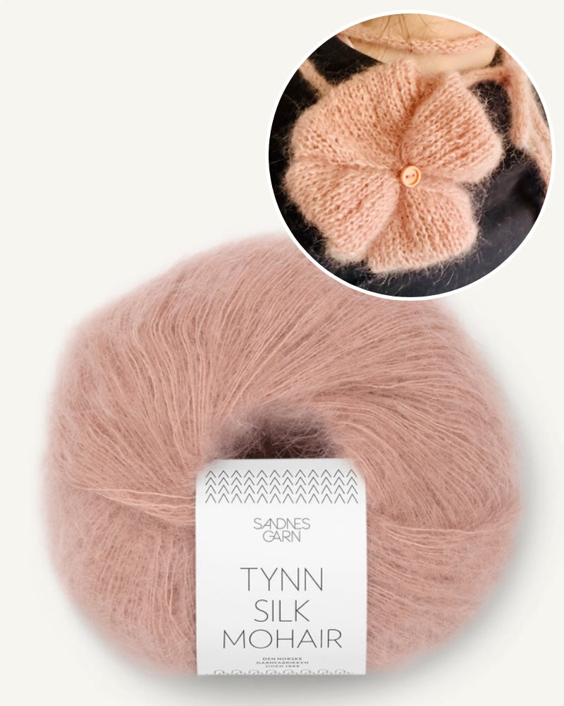 Poppy Rose | fleur délicate en Tynn Silk Mohair de Sandnes Garn