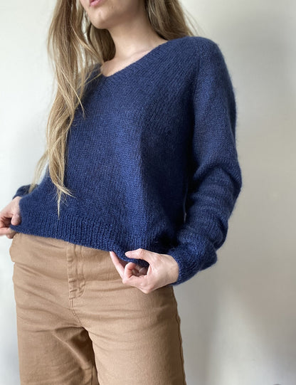 Vega V-Neck | Pull en mohair délicat tricoté avec du Tynn Silk Mohair de Sandnes Garn