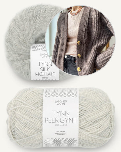 Agnete Cardigan | classic cardigan in patent pattern with Tynn Peer Gynt and Tynn Silk Mohair by Sandnes Garn 