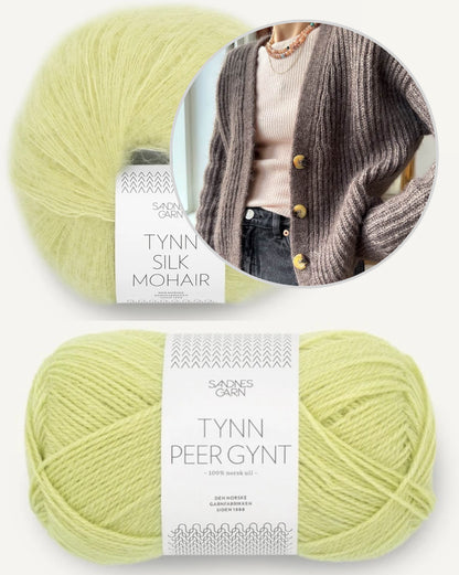 Agnete Cardigan | classic cardigan in patent pattern with Tynn Peer Gynt and Tynn Silk Mohair by Sandnes Garn 