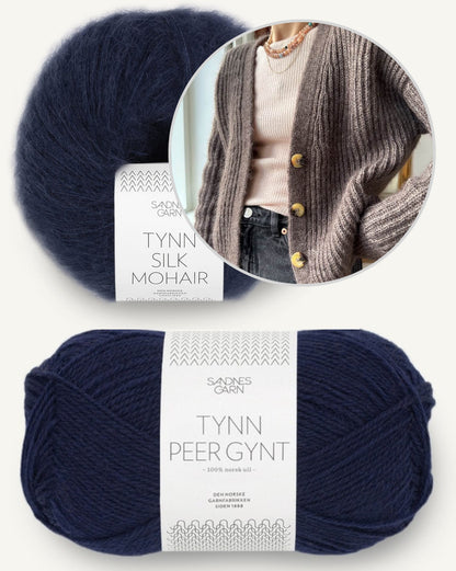 Agnete Cardigan | classic cardigan in patent pattern with Tynn Peer Gynt and Tynn Silk Mohair by Sandnes Garn 