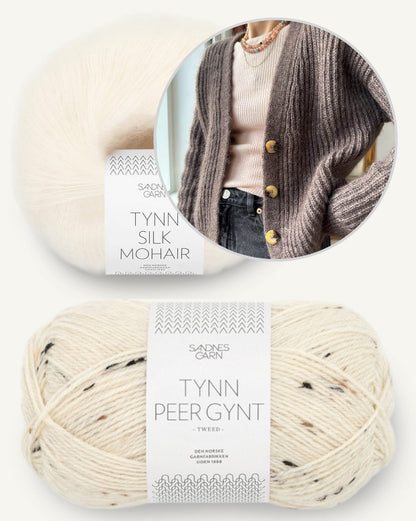 Agnete Cardigan | classic cardigan in patent pattern with Tynn Peer Gynt and Tynn Silk Mohair by Sandnes Garn 