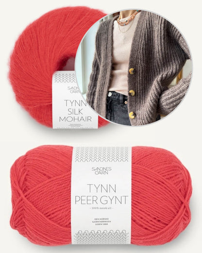 Agnete Cardigan | classic cardigan in patent pattern with Tynn Peer Gynt and Tynn Silk Mohair by Sandnes Garn 