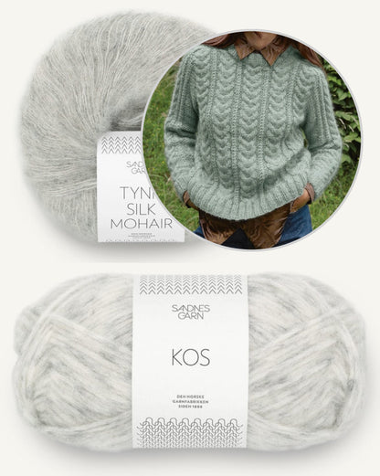 Alba Sweater | fluffig weiches Zopfmuster aus Kos und Tynn Silk Mohair von Sandnes Garn