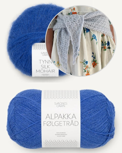 Bellis Scarf | Motif floral délicat en fil Alpaca Folgetrad et Tynn Silk Mohair de Sandnes Garn
