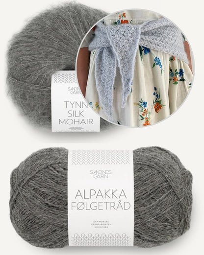 Bellis Scarf | Motif floral délicat en fil Alpaca Folgetrad et Tynn Silk Mohair de Sandnes Garn
