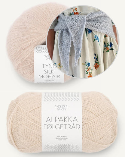 Bellis Scarf | Motif floral délicat en fil Alpaca Folgetrad et Tynn Silk Mohair de Sandnes Garn