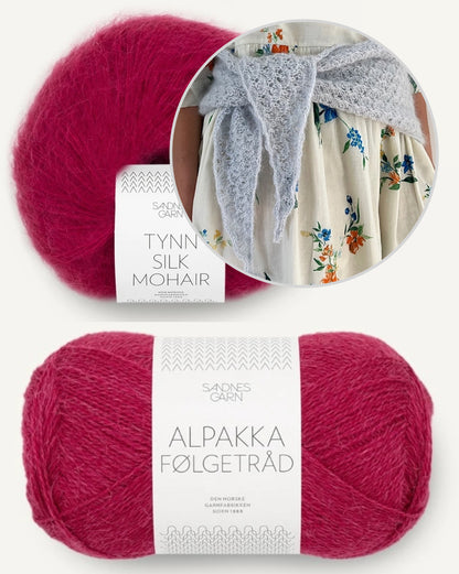 Bellis Scarf | Motif floral délicat en fil Alpaca Folgetrad et Tynn Silk Mohair de Sandnes Garn