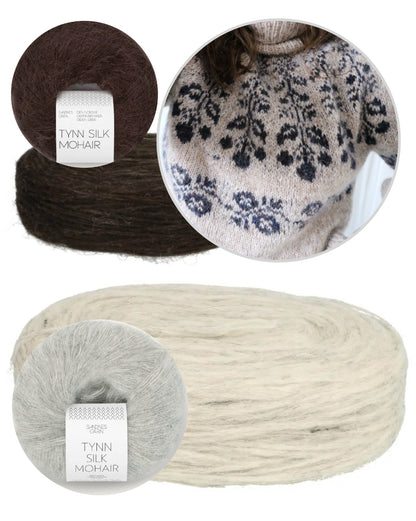 Chandail Blueberry | Motif de baies en Plötulopi et Tynn Silk Mohair