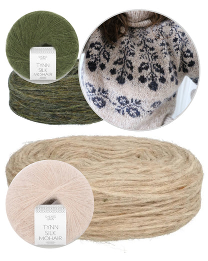 Chandail Blueberry | Motif de baies en Plötulopi et Tynn Silk Mohair