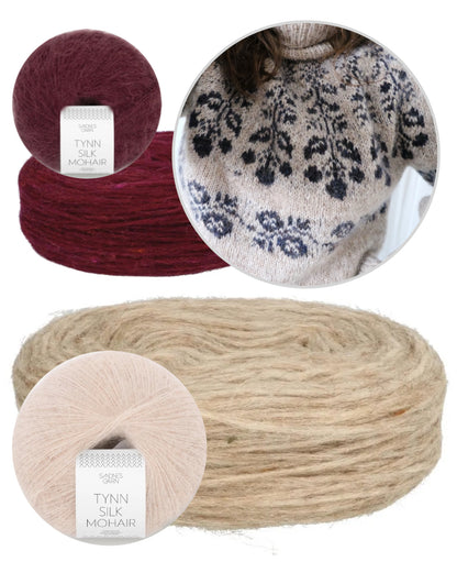 Chandail Blueberry | Motif de baies en Plötulopi et Tynn Silk Mohair