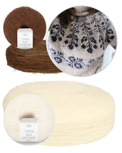 Chandail Blueberry | Motif de baies en Plötulopi et Tynn Silk Mohair