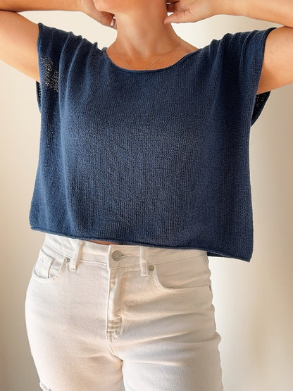T-shirt court et simple en Pure Silk de Knitting for Olive