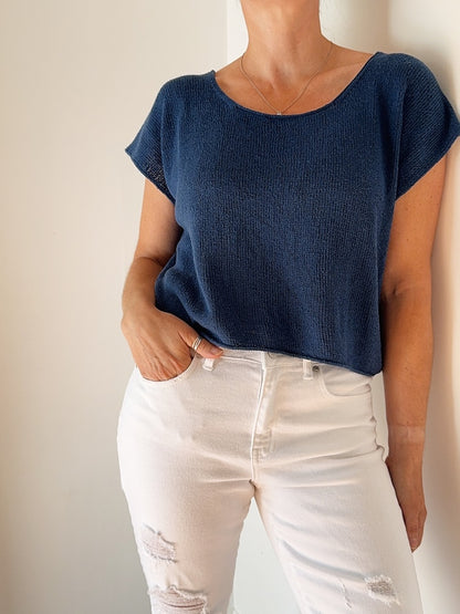 T-shirt court et simple en Pure Silk de Knitting for Olive