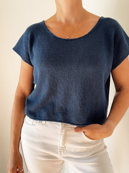 T-shirt court et simple en Pure Silk de Knitting for Olive