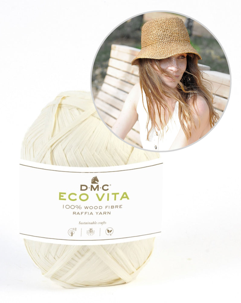 Cambodia Hat | gehäkelter Hut mit breiter Krempe aus Eco Vita Raffia