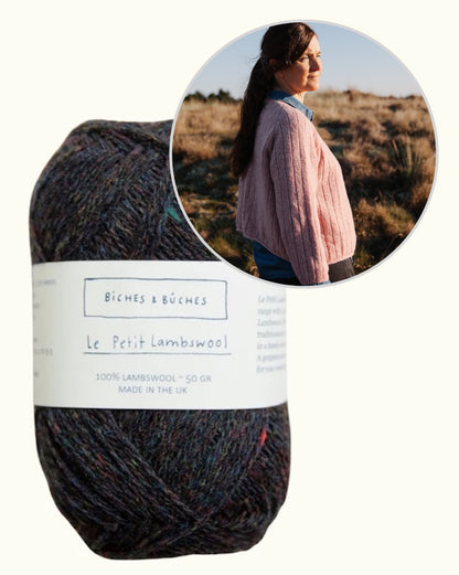 Neuletakki nro 11 | käännettävä raidallinen neuletakki Biches & Bûchesin Le Petit Lambswool -langasta