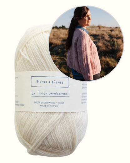 Neuletakki nro 11 | käännettävä raidallinen neuletakki Biches & Bûchesin Le Petit Lambswool -langasta