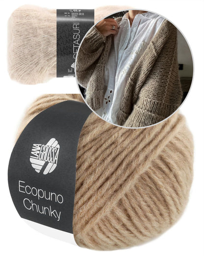 Gilet Chunkline | Veste oversize en Ecopuno Chunky et Setasuri de Lana Grossa