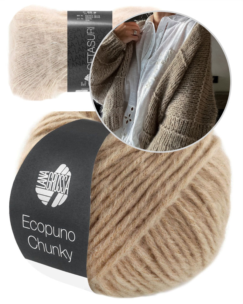 Gilet Chunkline | Veste oversize en Ecopuno Chunky et Setasuri de Lana Grossa