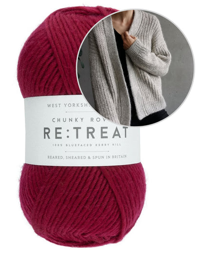 Clara Cardigan | casual half-rib jacket from Re:Treat Chunky Roving by West Yorkshire Spinners