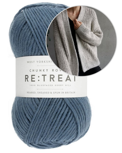 Clara Cardigan | casual half-rib jacket from Re:Treat Chunky Roving by West Yorkshire Spinners