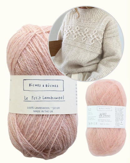 Edith Sweater | motif torsadé décontracté et intemporel en Le Petit Lambswool et Le Petit Silk & Mohair de Biches & Bûches