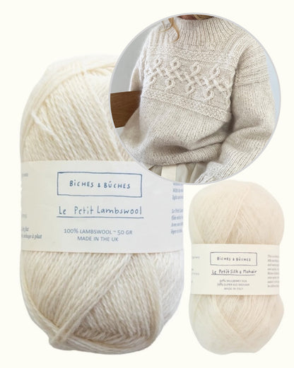 Edith Sweater | motif torsadé décontracté et intemporel en Le Petit Lambswool et Le Petit Silk & Mohair de Biches & Bûches