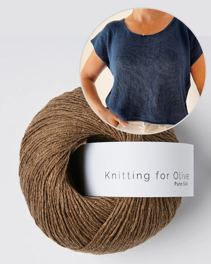 T-shirt court et simple en Pure Silk de Knitting for Olive