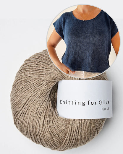 T-shirt court et simple en Pure Silk de Knitting for Olive