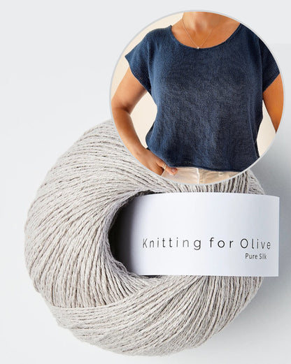 T-shirt court et simple en Pure Silk de Knitting for Olive