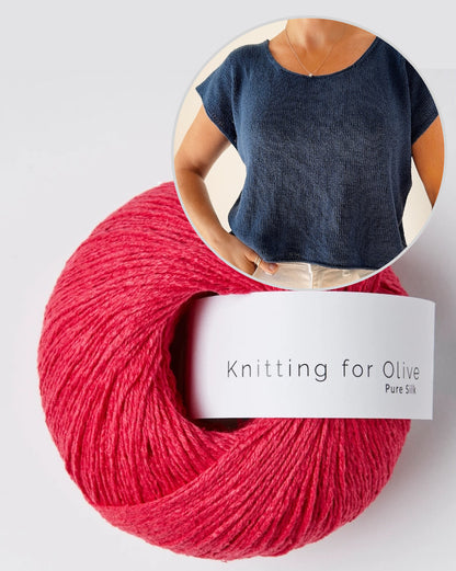 T-shirt court et simple en Pure Silk de Knitting for Olive