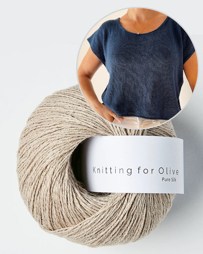 T-shirt court et simple en Pure Silk de Knitting for Olive